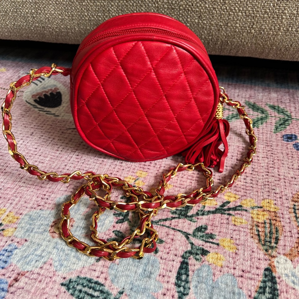 Henri Bendel Vintage Red Quilted Chain Crossbody Bag